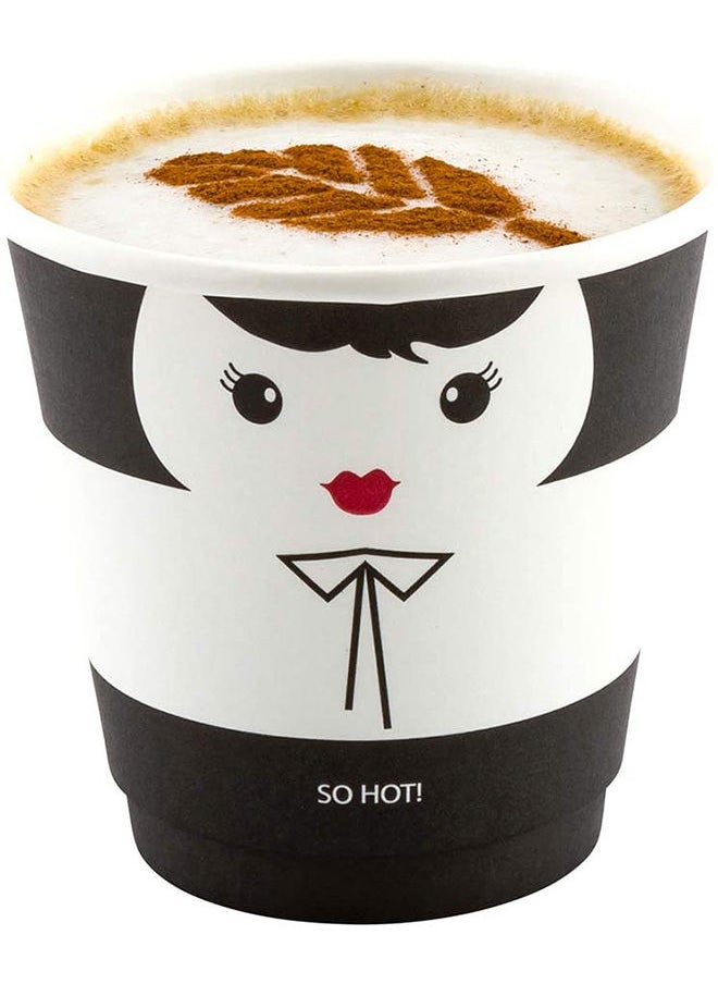 Restaurantware Restaurantware 8 Ounce Paper Cups, Pack of 500 Madame Design Disposable, Leakproof, Recyclable, Black and White Paper Insulated Hot Cups, with Matching Lids Available for Purchase Separately  - Image 4