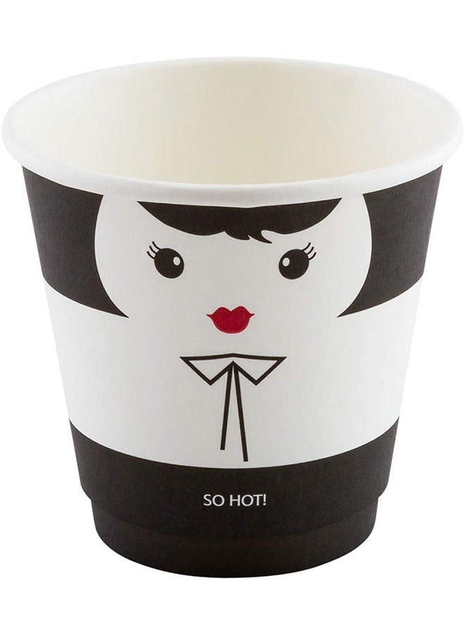 Restaurantware Restaurantware 8 Ounce Paper Cups, Pack of 500 Madame Design Disposable, Leakproof, Recyclable, Black and White Paper Insulated Hot Cups, with Matching Lids Available for Purchase Separately  - Image 5
