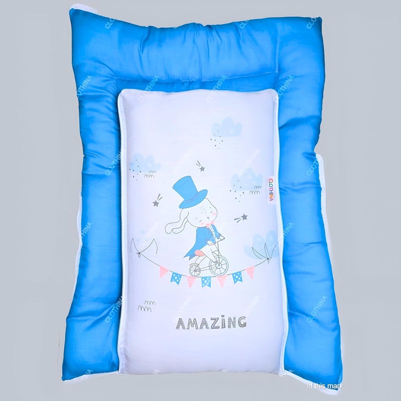 Frido Frido 3 in 1 Baby Bed Sleeping Bag Carry Nest Cotton Baby Bedding for New Born Infant Portable Bassinet for Baby Carrying Unisex 0 to 12M Light Grey Blue - Image 3