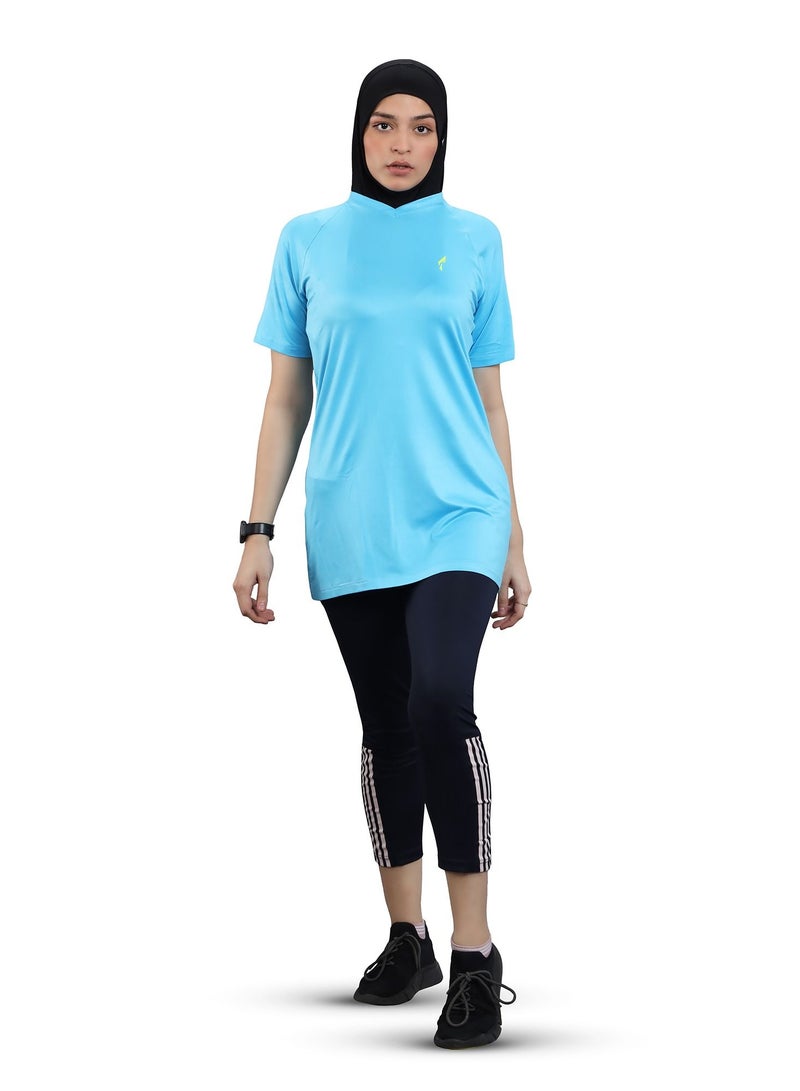 FLUSH Flush Women's Loose Fit V-Neck Active T-Shirt, Modest Workout Sports Tee, Oversized Yoga Top  - Image 1