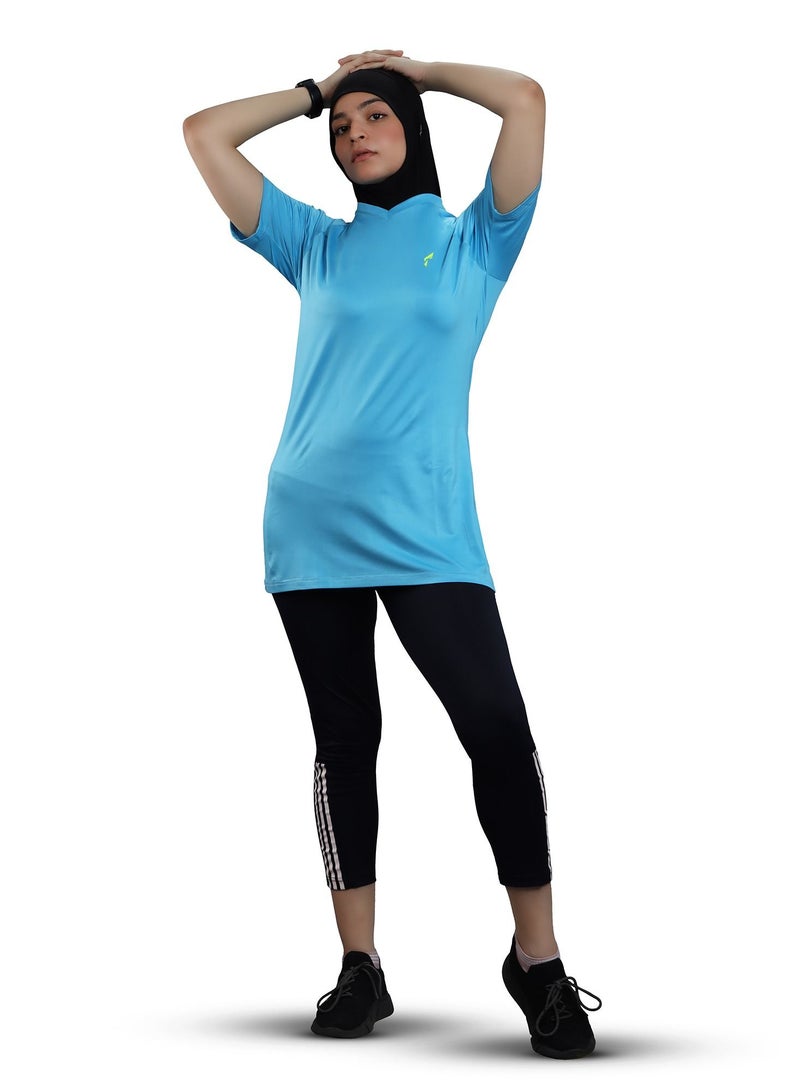 FLUSH Flush Women's Loose Fit V-Neck Active T-Shirt, Modest Workout Sports Tee, Oversized Yoga Top  - Image 3