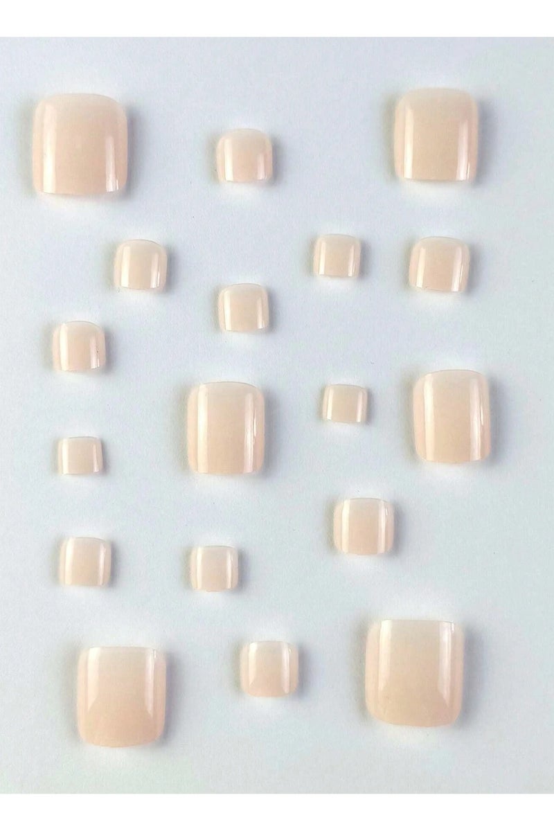 Fake Toenails with Square Design – 96 Pieces in Four Different Colors with Glue and Nail File - Image 5