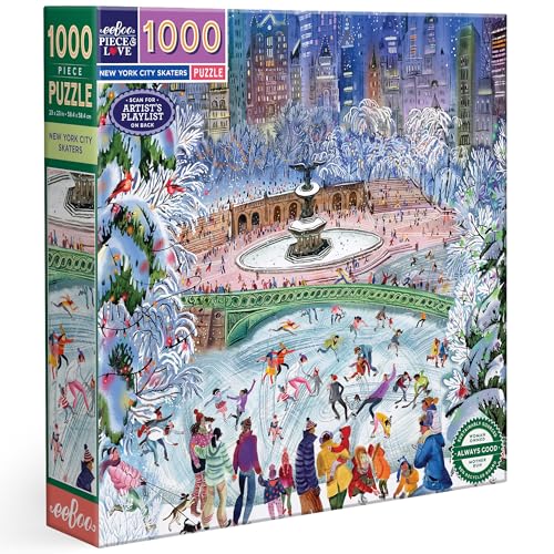 eeBoo 1000 Piece Puzzle New York City Skaters Jigsaw Puzzle for Adults Square 23 x 23 Made with Recycled Board VegetableBased Ink - Image 1