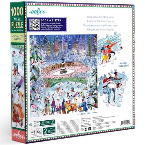 eeBoo 1000 Piece Puzzle New York City Skaters Jigsaw Puzzle for Adults Square 23 x 23 Made with Recycled Board VegetableBased Ink - Image 5