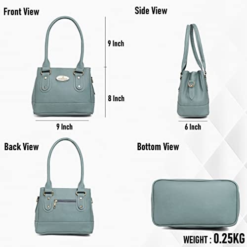 Fostelo Women's Bowie Satchel Tote Handbag for Women | Ladies Purse | Stylish Shoulder Bag | Gift For Women | Light Grey - Image 4