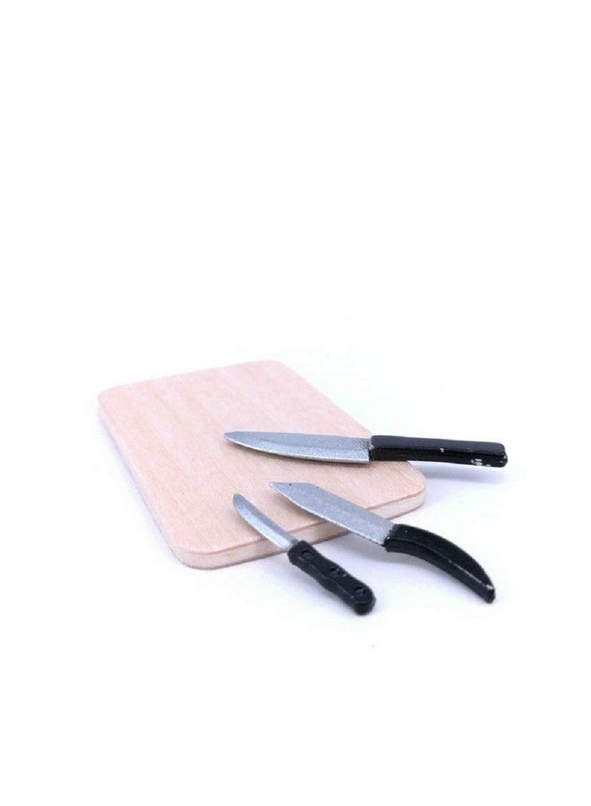 SXFSE Dollhouse Decoration Accessories 1:12 Dollhouse Miniature Scene Model Kitchen Knives Set With Chopping Board Pretend Play Toy - Image 1
