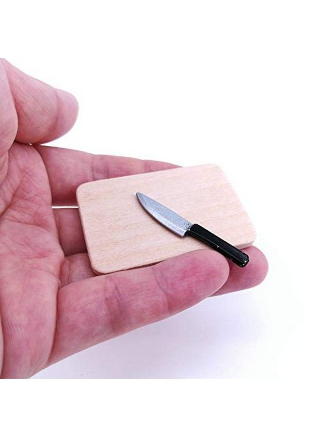 SXFSE Dollhouse Decoration Accessories 1:12 Dollhouse Miniature Scene Model Kitchen Knives Set With Chopping Board Pretend Play Toy - Image 3