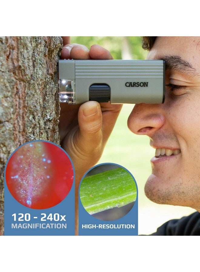 Carson MicroPic 120x-240x Magnification, High-Resolution LED Pocket Microscope with Smartphone Adapter Clip for Digiscoping, Educational STEM Tool (MP-400) - Image 2