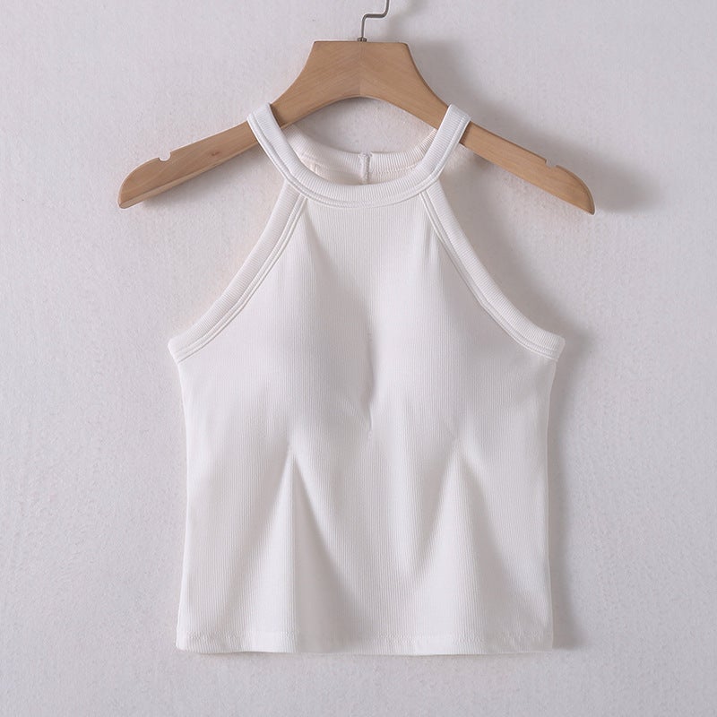 2023 New Spring Summer Womens Camisole Integrated Bra Padding Yellow  - Image 1