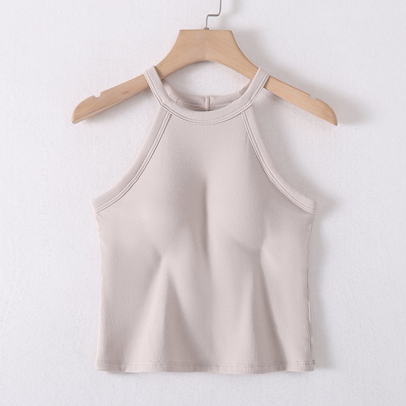 2023 New Spring Summer Womens Camisole Integrated Bra Padding Yellow  - Image 5