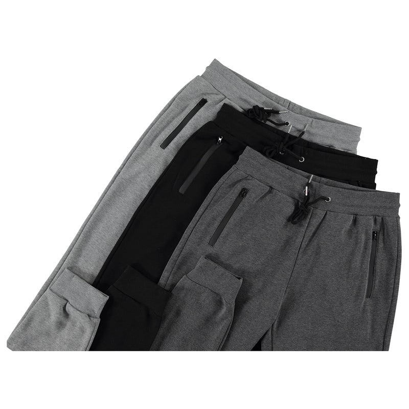 PURE CHAMP Mens 3 Pack Fleece Active Athletic Workout Jogger Sweatpants for Men with Zipper Pocket and Drawstring Size S-3XL(Medium, Set 1) - Image 3