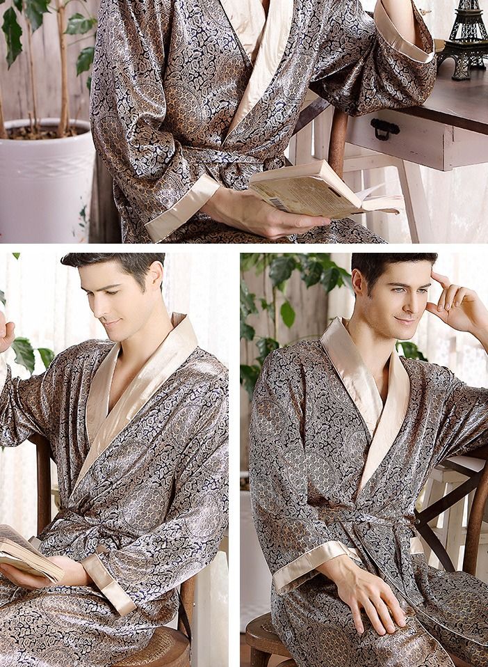 Loquat Printed Pyjama Robe Gold 