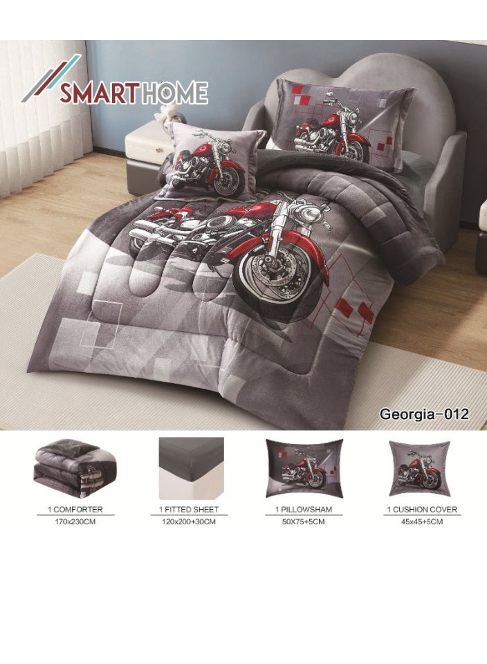 سمارت هوم مفرش سريراطفال شتوي منفوش4 قطع وجهين وجه مخمل وجه فرو مقاس 170 في230  سم - Image 3