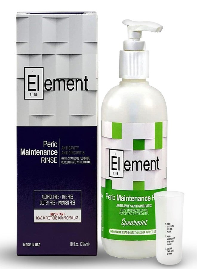 Element Stannous Fluoride Mouthwash - 10 Fl. Oz. 0.63% Antimicrobial Perio Rinse - Alcohol Free, Dye Free, Paraben Free - Refreshing Spearmint Flavor - Image 1