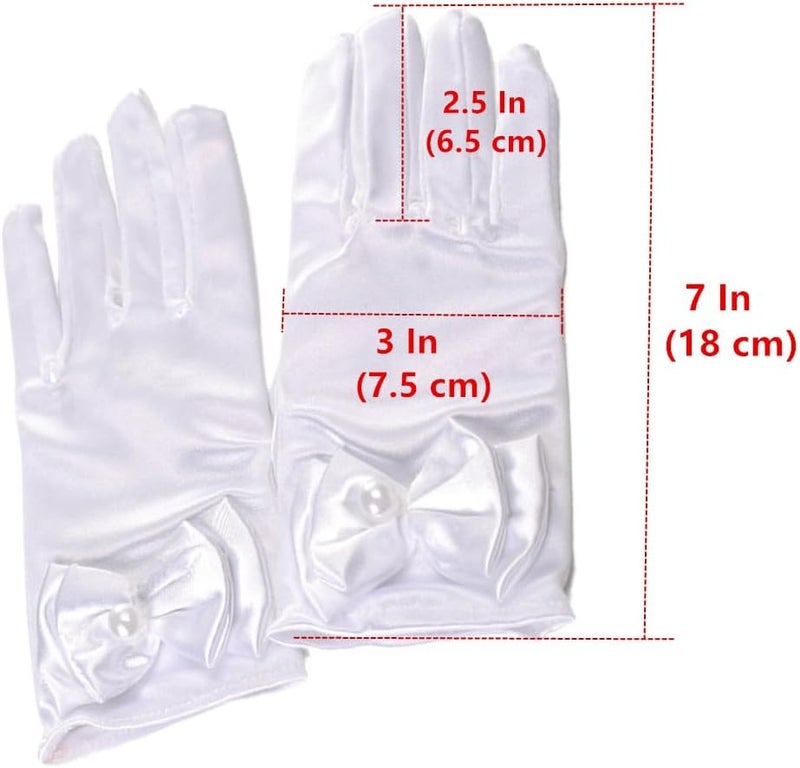 DreamHigh Wedding Flower Girl's Stretch Satin Dress Gloves - Image 4