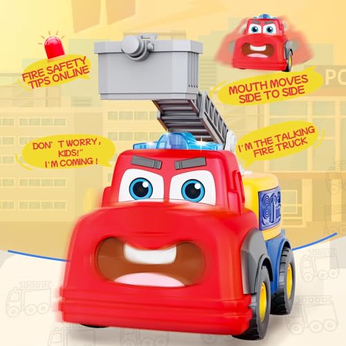  FS FS Interactive Talking Fire Truck Toy Bump Go Toddler Toy for 18 Months13 Years Realistic SirensLights Adjustable Volume Extendable Ladder - Image 5