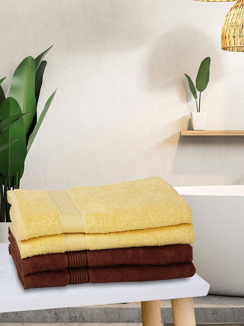 Kopa by Bianca 400 GSM 100% Cotton Soft Terry Towel l 4pc Bath Towel l Bath Towel l Towel for Bath l D`Ross l Yellow-Brown - Image 1