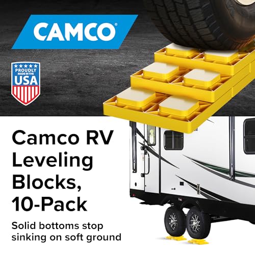Camco RV Leveling Blocks  Features Interlocking Nested Design  Storage Bag for RV Storage and Organization  Each Leveling Block Measures 85 x 85 x 1  10Pack Design May Vary 44510 - Image 4