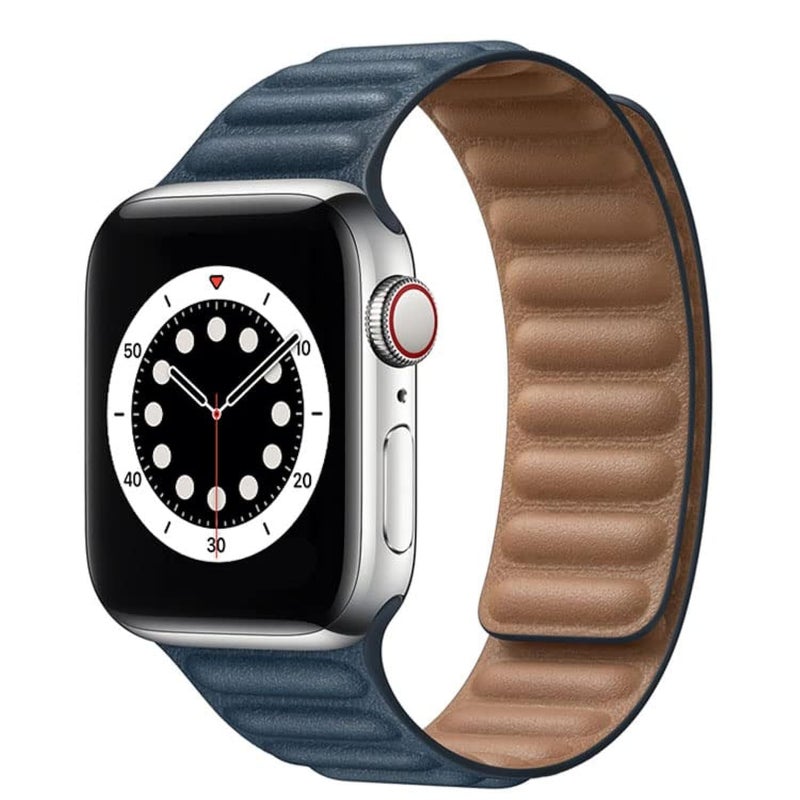 AC&L Leather Magnetic Band for Apple Watch 44mm Strap (Midnight Blue) - Image 2