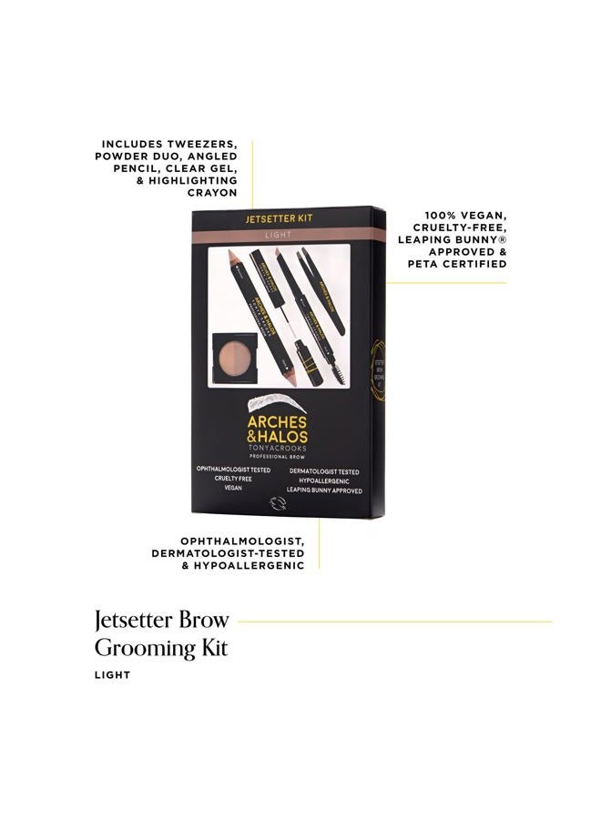 Jetsetter Kit - Travel Size Kit for Flawless Brow Shaping and Grooming On the Go - Includes Five Essential Eyebrow Care Tools - Professional Grade Formulas and Design - Light - 1 pc