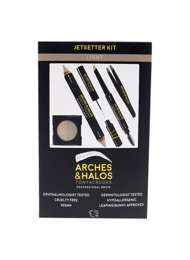 Jetsetter Kit - Travel Size Kit for Flawless Brow Shaping and Grooming On the Go - Includes Five Essential Eyebrow Care Tools - Professional Grade Formulas and Design - Light - 1 pc