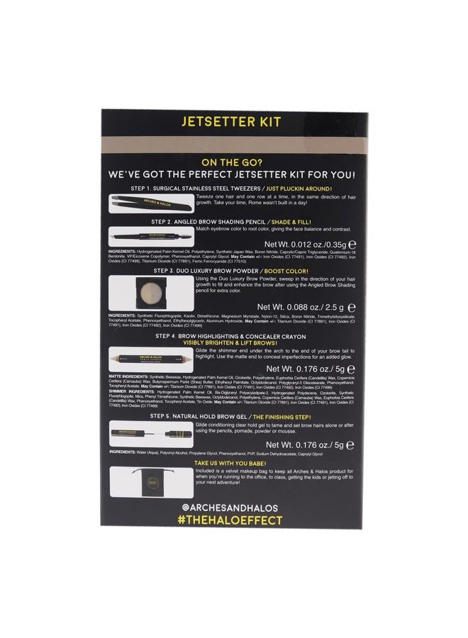 Jetsetter Kit - Travel Size Kit for Flawless Brow Shaping and Grooming On the Go - Includes Five Essential Eyebrow Care Tools - Professional Grade Formulas and Design - Light - 1 pc