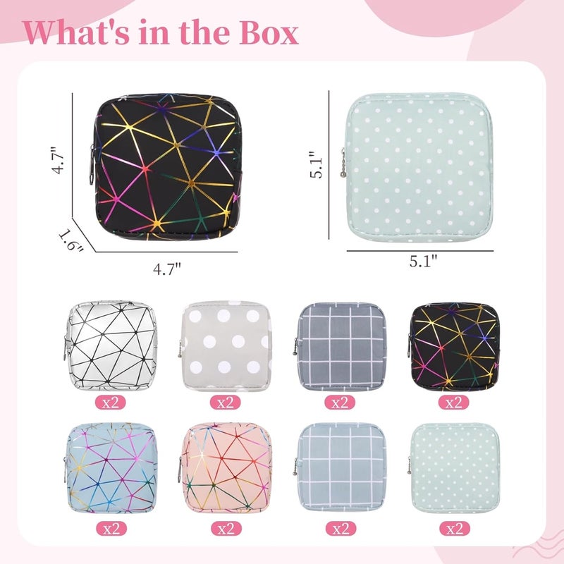 16 كيس تخزين للمناديل الصحية اللطيفة، مقاومة للماء، قابلة للحمل، ومضغوطة، مصنوعة من قماش البولي يوريثان (PU) والقطن، مناسبة للنساء، خاصة المراهقات. - Image 4