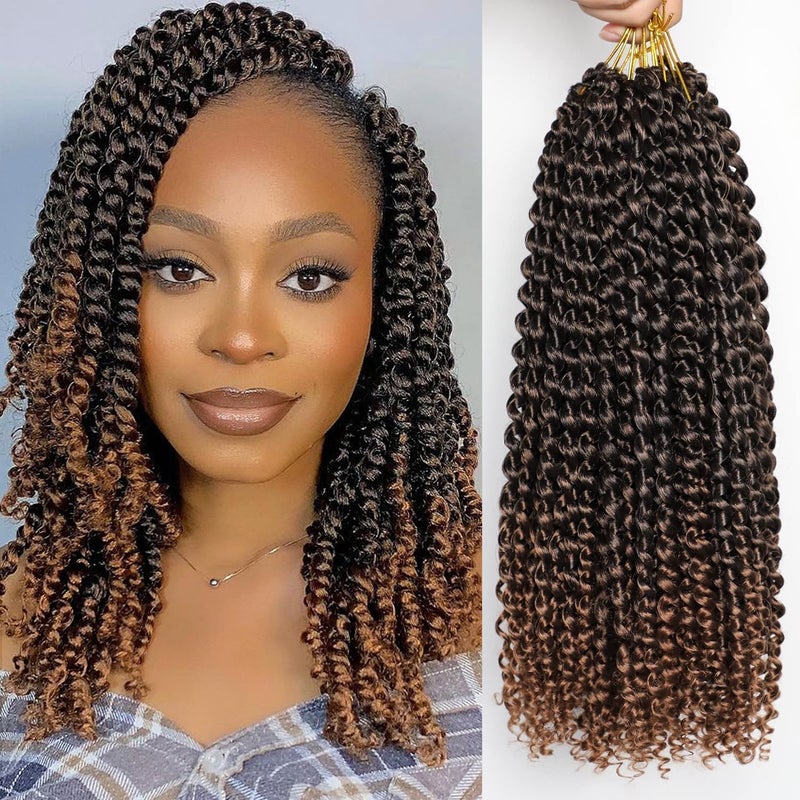 Passion Twist Hair 14 Inch 8 Packs Water Wave Crochet Hair For Black Women Short Crochet Hair Passion Twists Braiding Hair Long Bohemian Spring Twist Hair Crochet Braids14inch 1B30