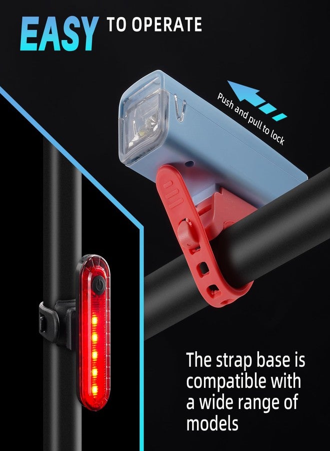 ACRUNU Bike Lights Front and Back, Mountain Bike Lights for Night Riding, Rechargeable USB-C Strong Brightness Bike Headlight with Tail Light, Stroller Lights for Walking at Night,Bike Lights Kids (Blue) - Image 4