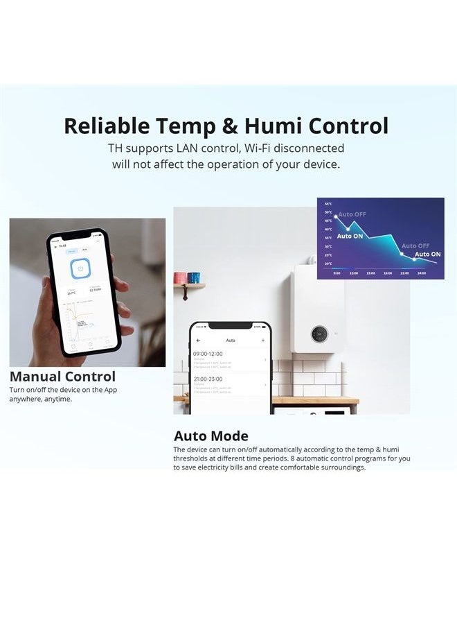 SONOFF - THR320D 20A Smart Temperature and Humidity Monitoring Switch,Compatible with Alexa, Google Home,RJ9 4P4C Interface - Image 1