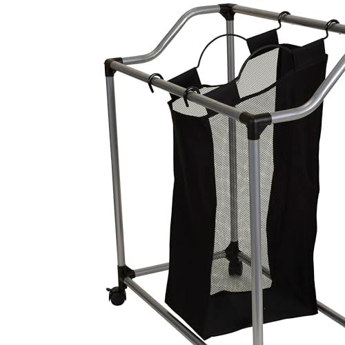 Household Essentials Triple Laundry Sorter with Wheels, Tapered Metal Frame, Removable Polyester Bags, Ventilated, Smooth Rolling Casters, Great for Sorting Laundry Large - Image 5