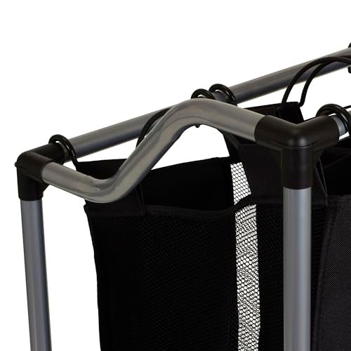 Household Essentials Triple Laundry Sorter with Wheels, Tapered Metal Frame, Removable Polyester Bags, Ventilated, Smooth Rolling Casters, Great for Sorting Laundry Large - Image 4