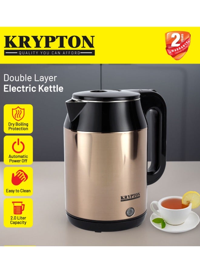 Krypton 2.0 L Double Layer Electric Kettle | 1500 W, 360-Degree Rotation Base with Auto Safety Off | Overheat Protection, Dry Boil Protection |  KNK6040, Black and Rose Gold , 2 Years Warranty 2 L 1500 W KNK6040N Black/Rose Gold - Image 1