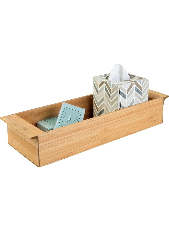IDesign 86362 Formbu Wood Tank Top Storage Handles, Wooden Organizer For Tissues, Candles, Soap, Hand Towels, Toilet Paper, 16.15" X 6" 3", Deep Tray - Image 1