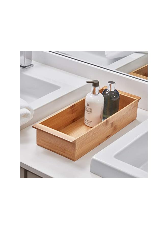 IDesign 86362 Formbu Wood Tank Top Storage Handles, Wooden Organizer For Tissues, Candles, Soap, Hand Towels, Toilet Paper, 16.15" X 6" 3", Deep Tray - Image 2
