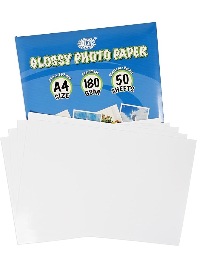 إيروريكس ورق صور لامع مقاس A4 210X297 مم سمك 180 جرام لكل متر مربع 50 ورقة في العبوة Fspagp18050N - Image 2