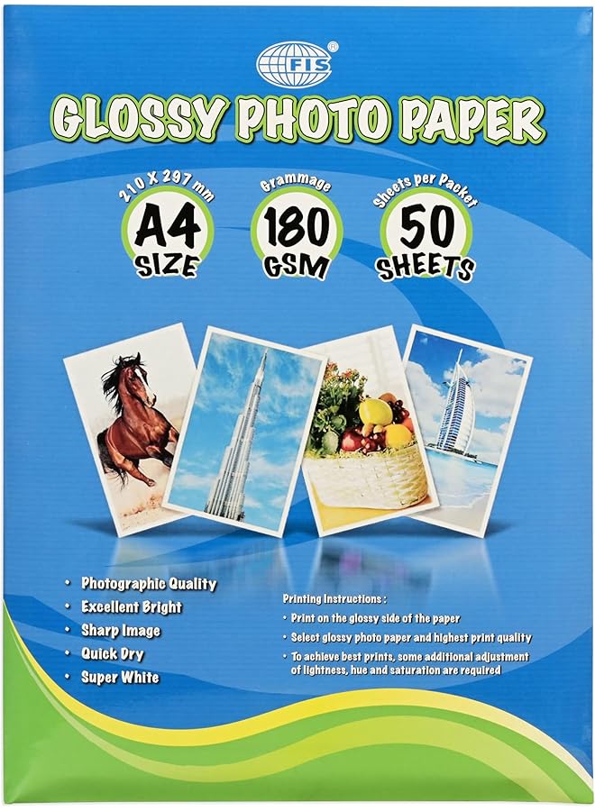 إيروريكس ورق صور لامع مقاس A4 210X297 مم سمك 180 جرام لكل متر مربع 50 ورقة في العبوة Fspagp18050N - Image 4