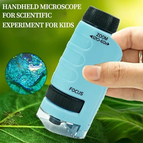 DuHeSin Miniscope Pocket Microscope for Kids with 60x-120x Magnification Mini Labsters Portable Microscope for Kids Handheld Microscope for Scientific Experiment for Kids (Blue) - Image 3