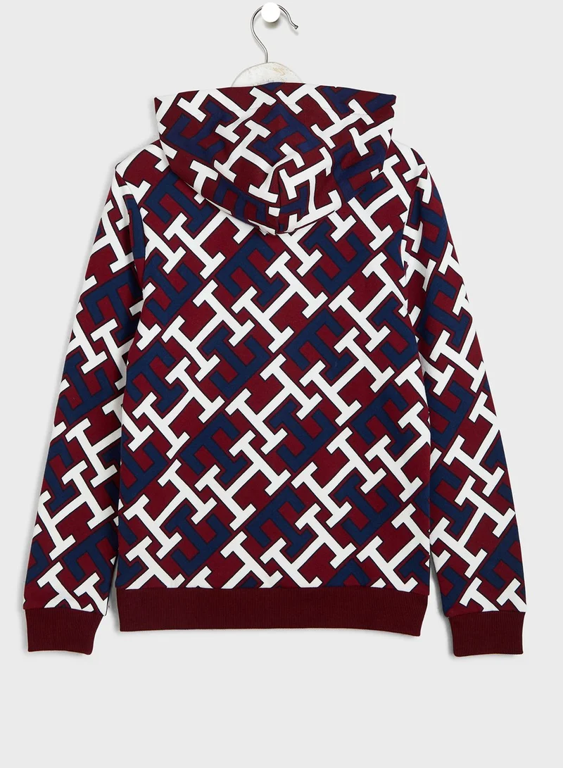 TOMMY HILFIGER Youth Aop Print Monogram Hoodie