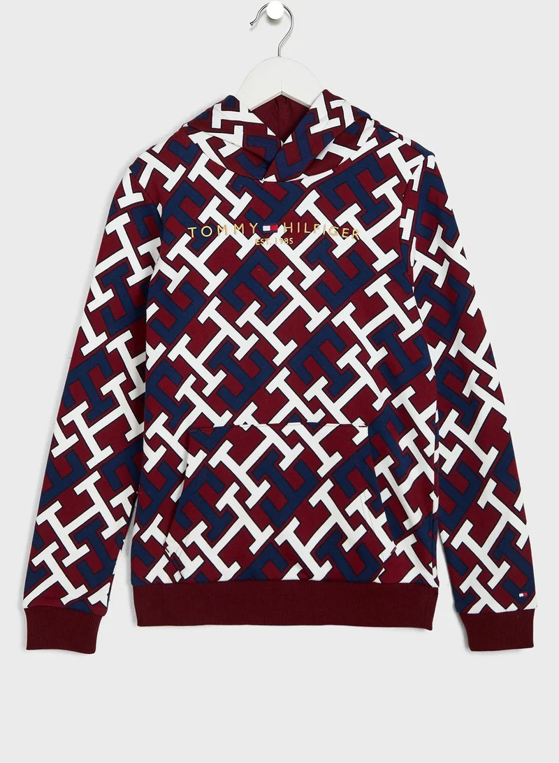TOMMY HILFIGER Youth Aop Print Monogram Hoodie
