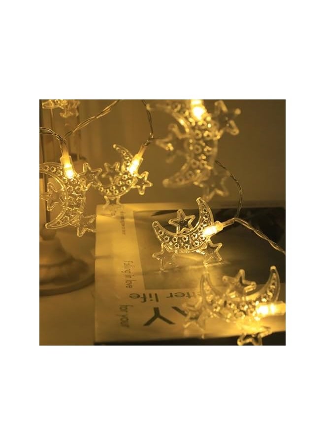 The Bros Diwali Ramadan Decoration Star & Moon String Lights – 3m 20LED, Battery Operated, for Eid Mubarak and Muslim Ramadan, Home and Fireplace Décor (Warm White, 3m/20LED/Battery)  - Image 4