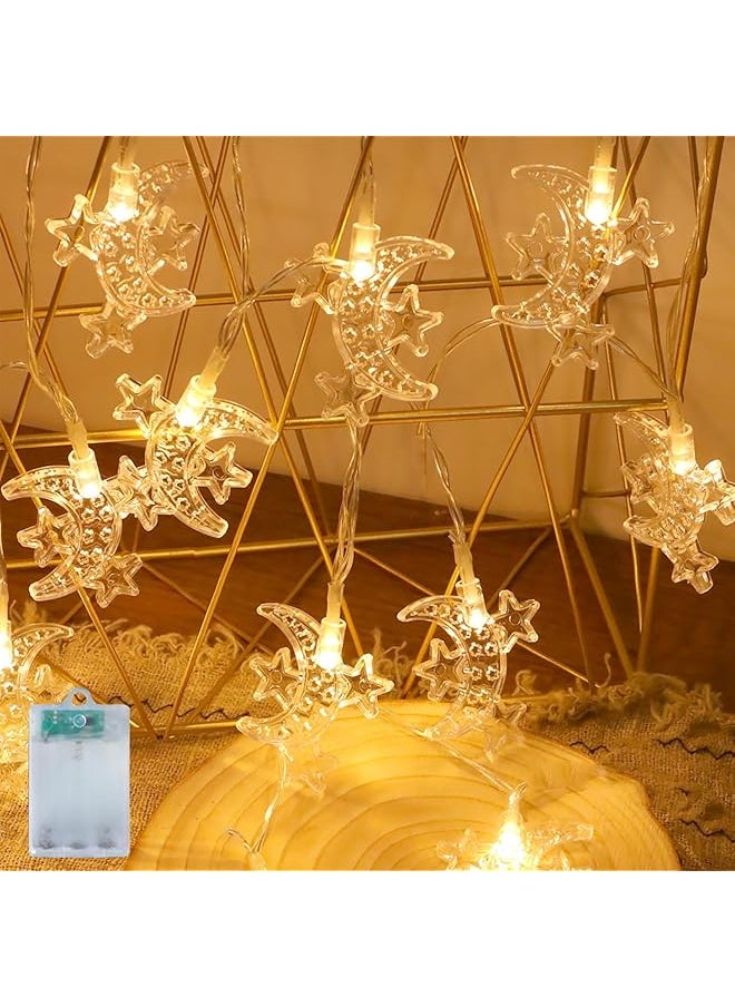 The Bros Diwali Ramadan Decoration Star & Moon String Lights – 3m 20LED, Battery Operated, for Eid Mubarak and Muslim Ramadan, Home and Fireplace Décor (Warm White, 3m/20LED/Battery)  - Image 1