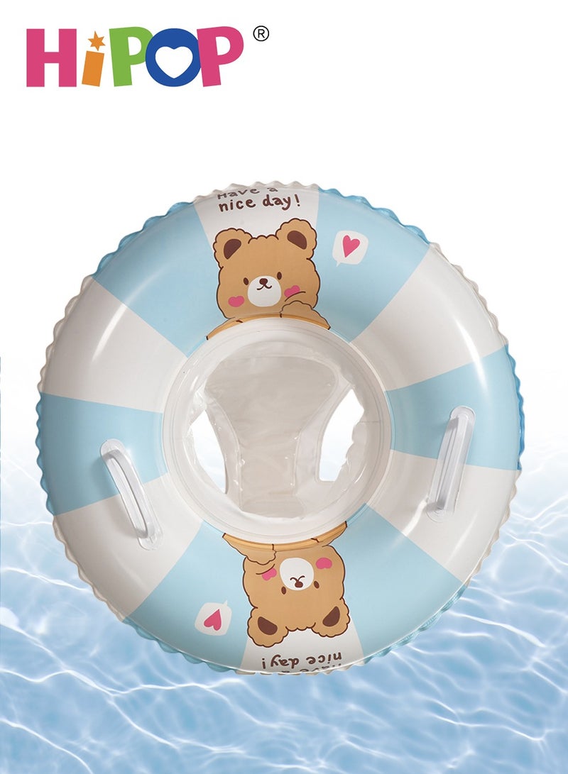 HIPOP Children's Adjustable Inflatable Float,Outdoor Swimming Seat with Handle,Blue Reinforced Design Kid's Swimming Ring - Image 1