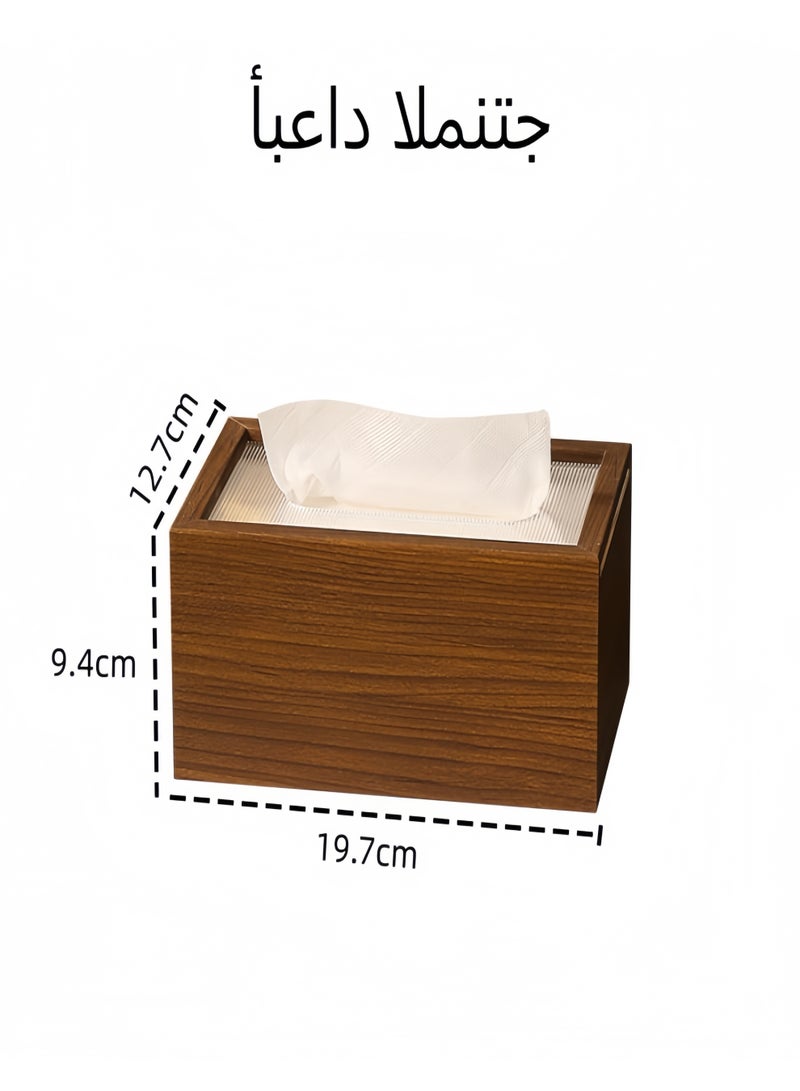 NayZaan Walnut Wood Grain Tissue Box Holder - Elegant Classic Rectangular Facial Tissue Dispenser With Sliding Lid, Tabletop Decor For Living Room, Dining Table, Office Desk, Hotel, Car, Home - Image 5