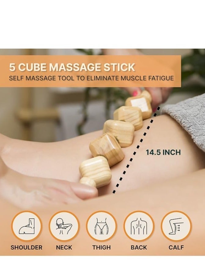 6-in-1 Wood Therapy Massage Tools Lymphatic Drainage Massager Maderoterapia Kit Professional Wooden Stomach Massager Roller Body Sculpting Tools for Belly Fat Legs Arms Neck - Image 2