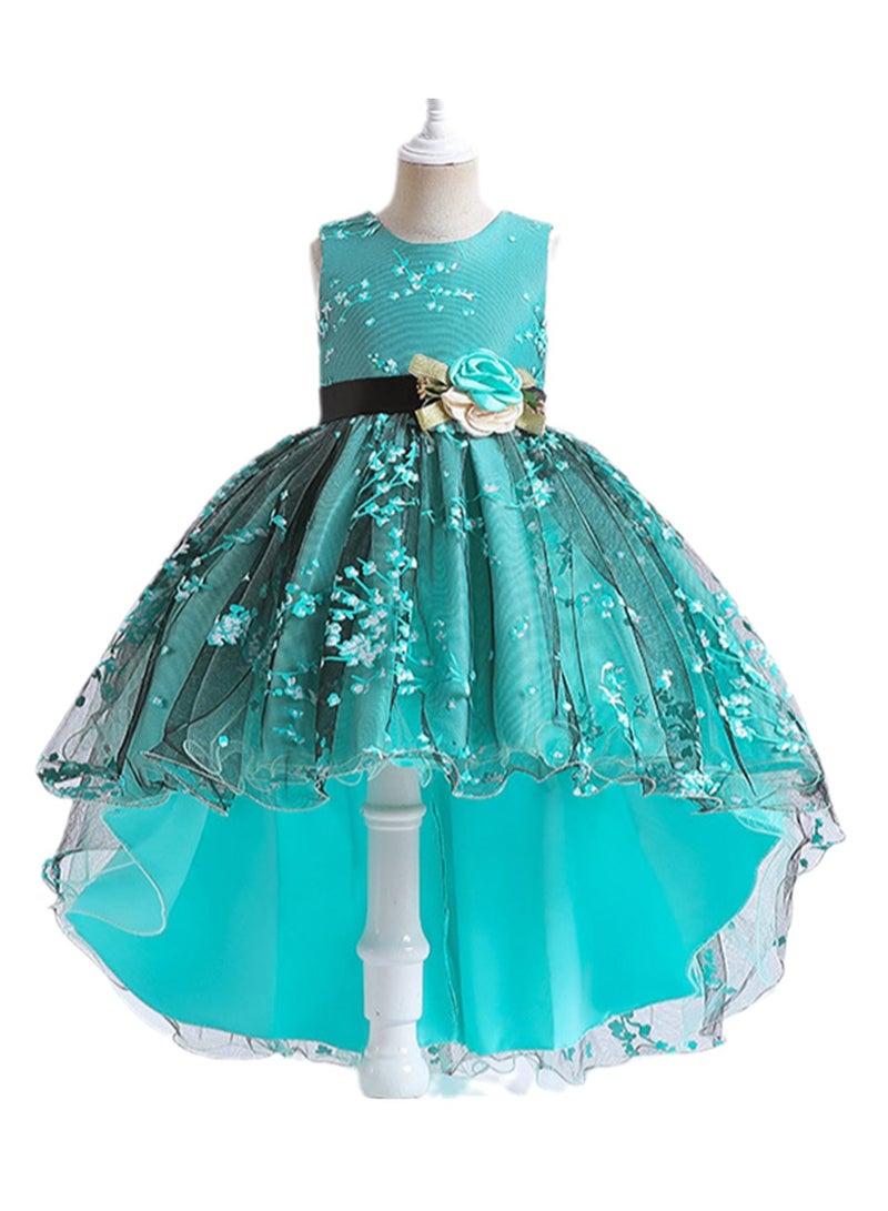 Girls sleeveless princess dress printed tail performance evening dress printed tutu skirt mesh skirt summer Costumes - Image 1