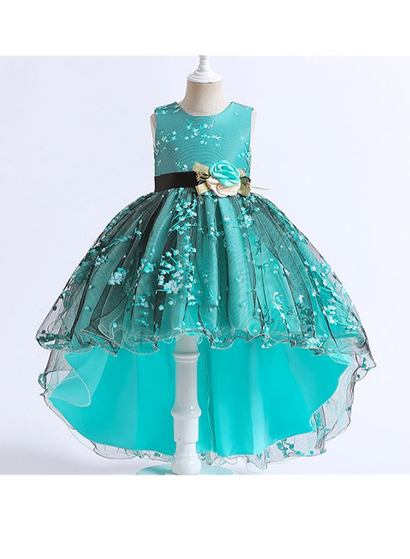 Girls sleeveless princess dress printed tail performance evening dress printed tutu skirt mesh skirt summer Costumes - Image 2
