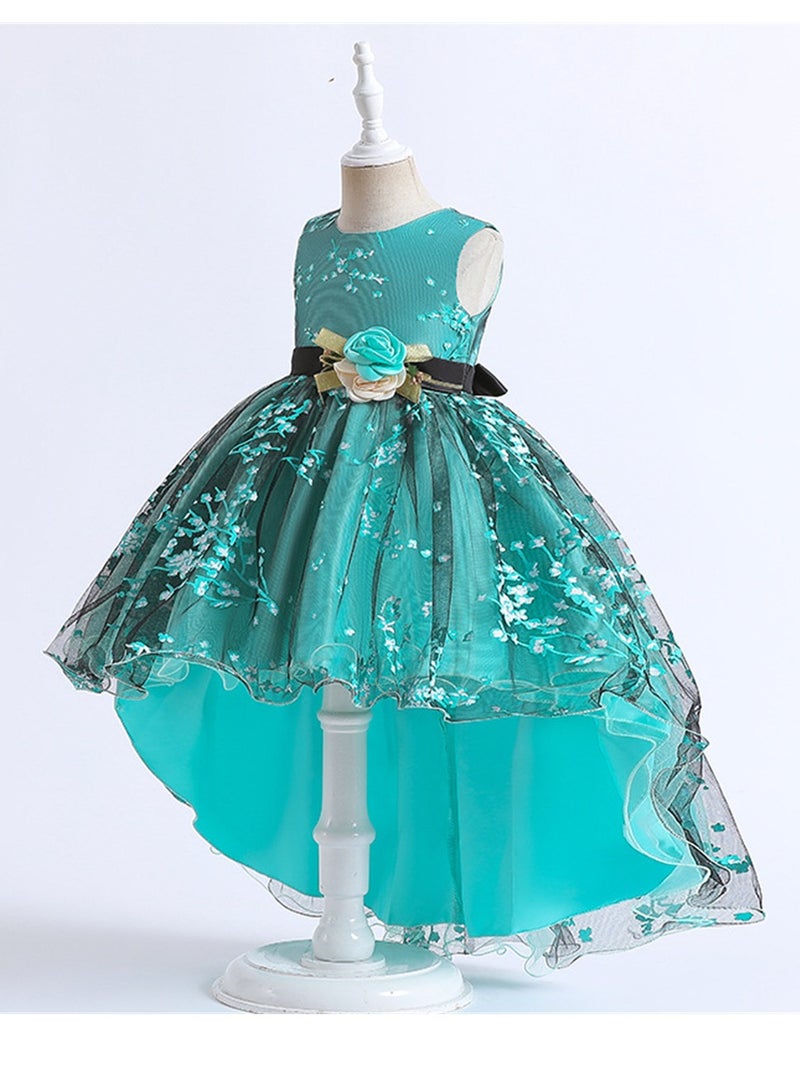 Girls sleeveless princess dress printed tail performance evening dress printed tutu skirt mesh skirt summer Costumes - Image 3