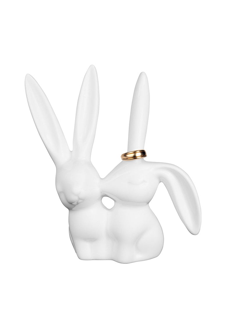 Creative Co-op Creative CoOp Ceramic Bunny Rabbits Ring Holder 
