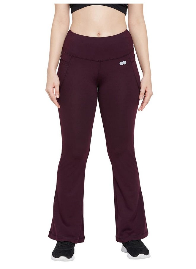 Clovia Women'S Comfort-Fit High Waist Flared Yoga Pants (Ab0090A15_Purple_Xxl)  - Image 1